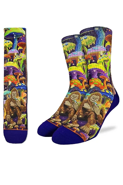 Bigfoot Eating Mushrooms Socks