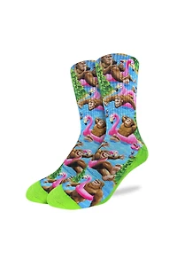 Bigfoot Floating Down Lake Socks
