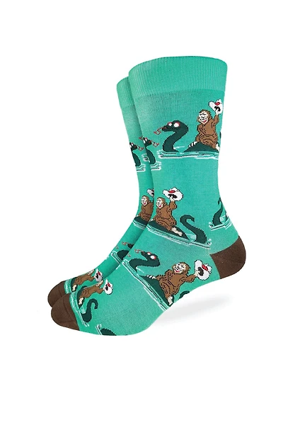 Bigfoot Riding Loch Ness Monster Socks