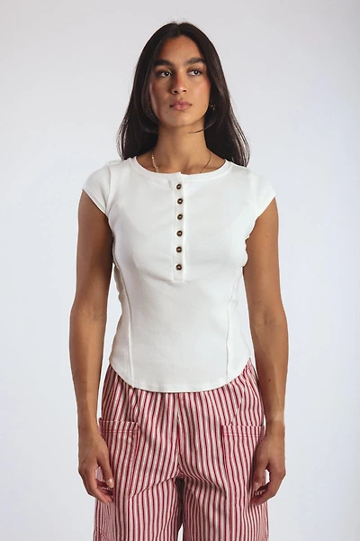 Exposed Seam Henley Tee