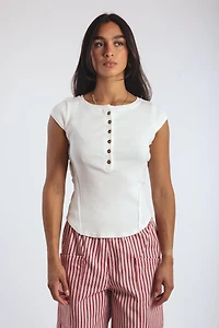 Exposed Seam Henley Tee