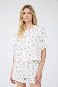 Floral Boxy Ribbed Henley