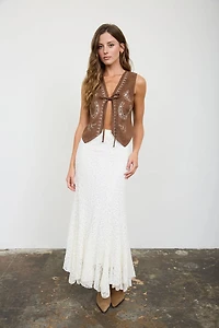 Lace Godet Midi Skirt