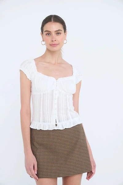 Striped Button-up Corset Top