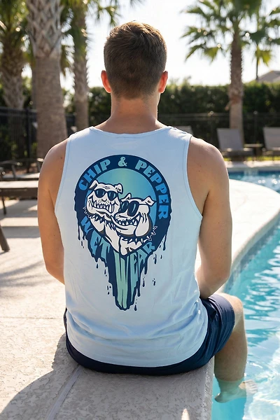 Unisex Blue Drip Tank