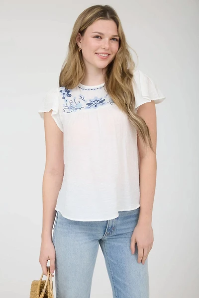 Blue Orchid Embroidered Top