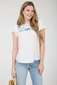 Blue Orchid Embroidered Top