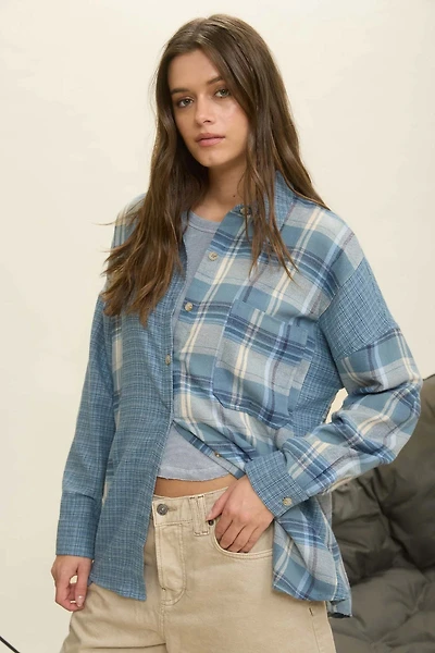 Color-Block Plaid Shirt