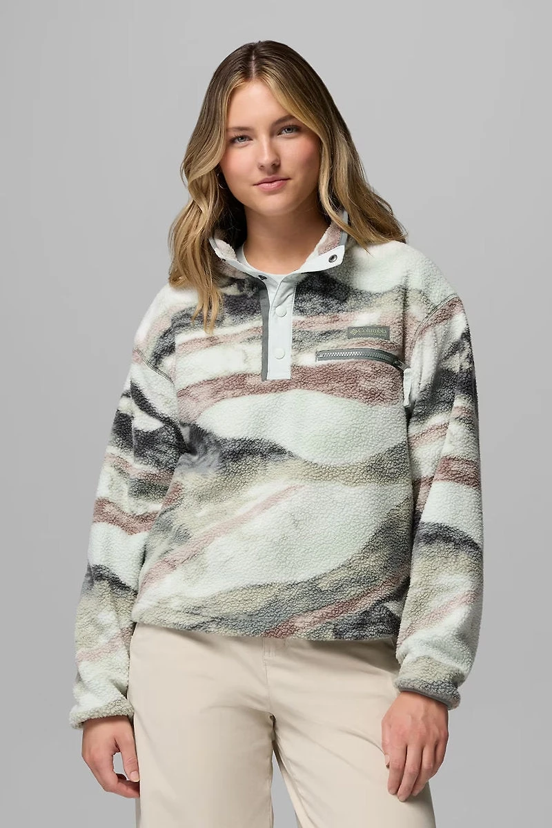 Helvetia II Printed Cropped Half Snap Fleece Pullover
