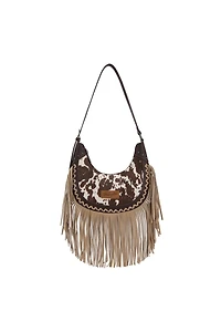 Cow Print Fringe Hobo