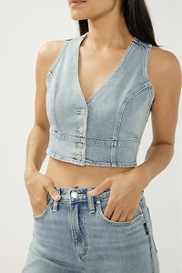 Cropped Denim Vest
