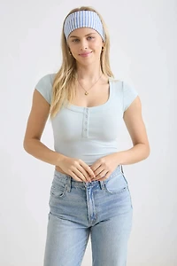 Cropped Ribbed Henley