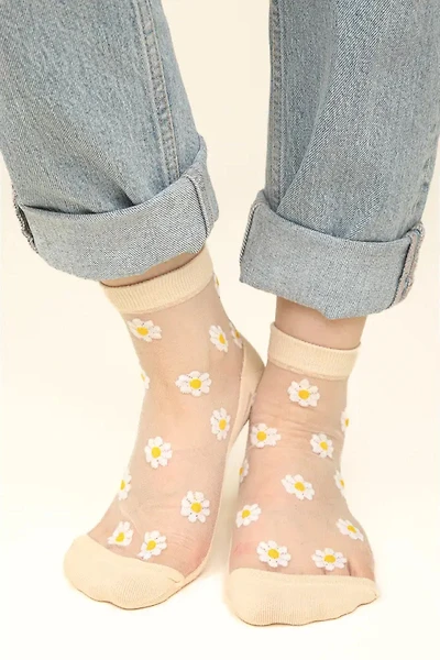 Daisy Embroidered Mesh Socks