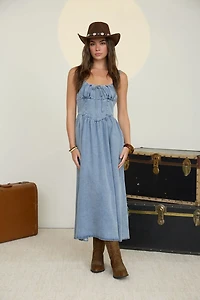 Denim Corset Midi Dress