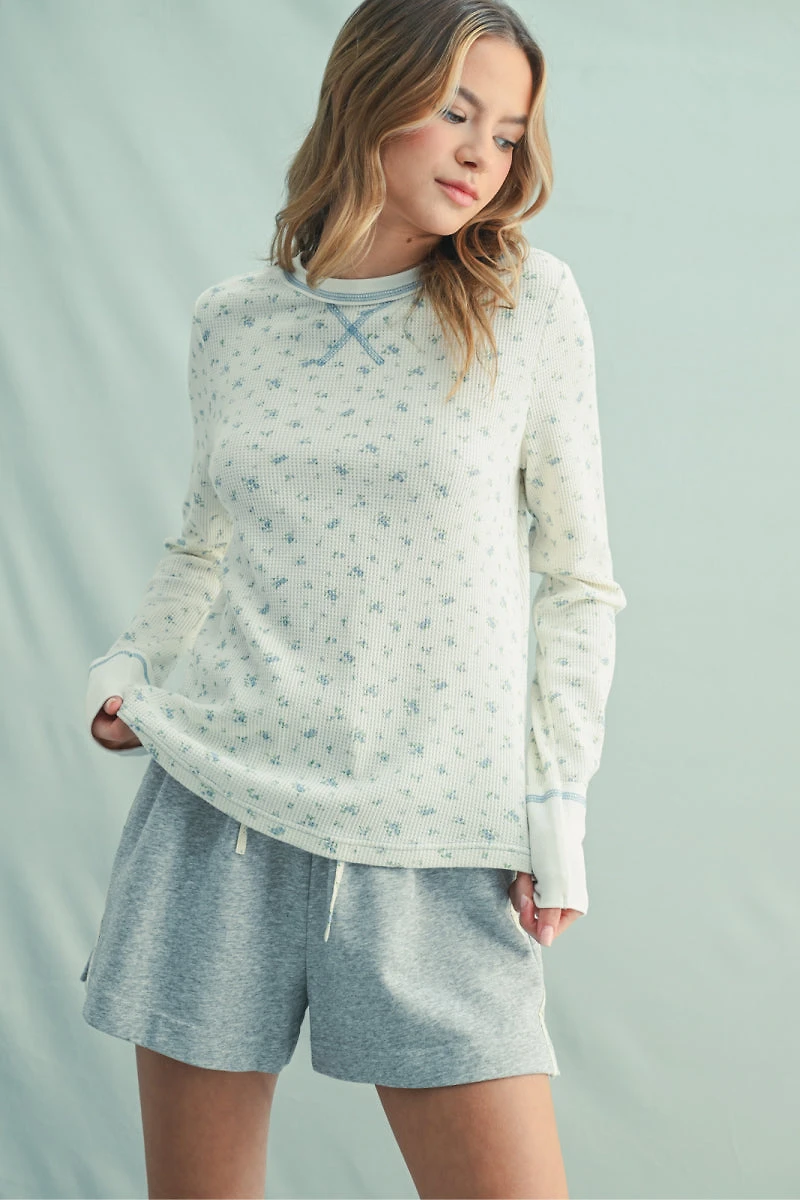 Ditsy Floral Waffle Thermal Top