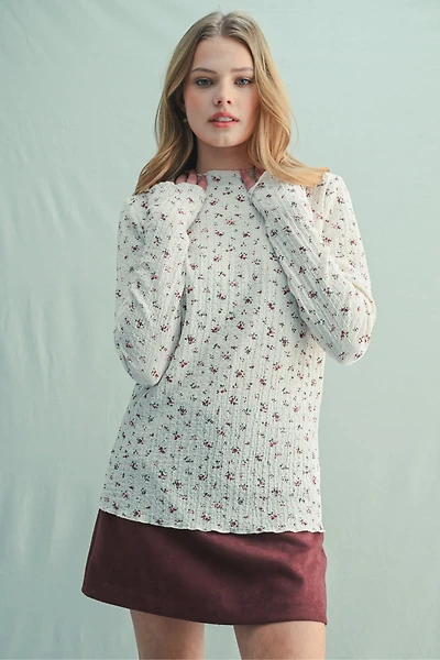 Ditsy Floral Mock-Neck Top