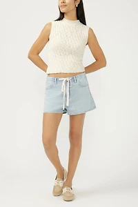 Drawstring Beach Jean Shorts