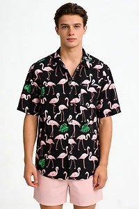 Flamingo Garden short Sleeve Shirt