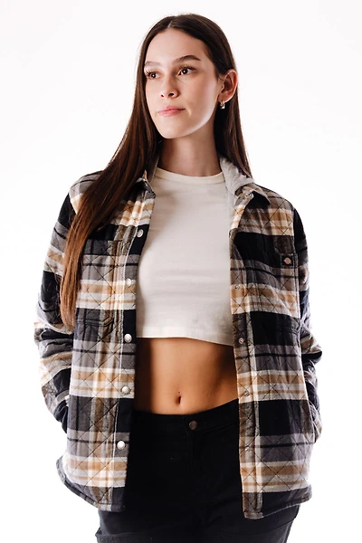 Flannel Hooded Shirt Jacket