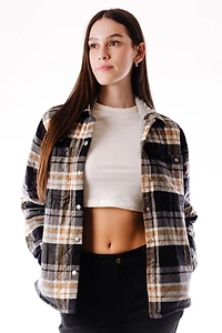 Flannel Hooded Shirt Jacket