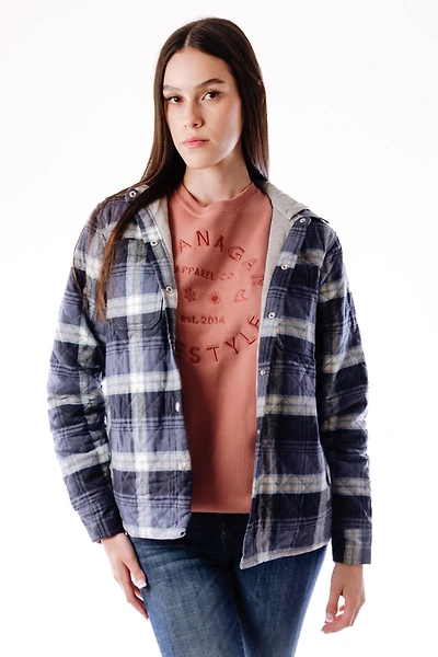 Flannel Hooded Shirt Jacket