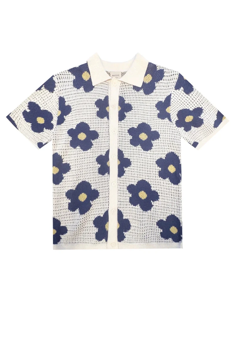 Floral Crochet Button Up Shirt