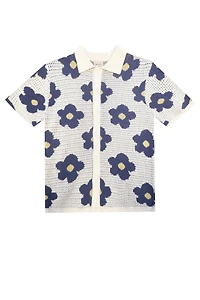 Floral Crochet Button Up Shirt