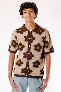 Floral Crochet Button Up Shirt