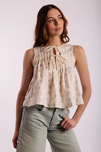 Floral Front Tie Top