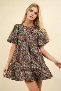 Floral Jacquard Mini Dress