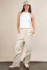 Floral Linen Parachute Pants