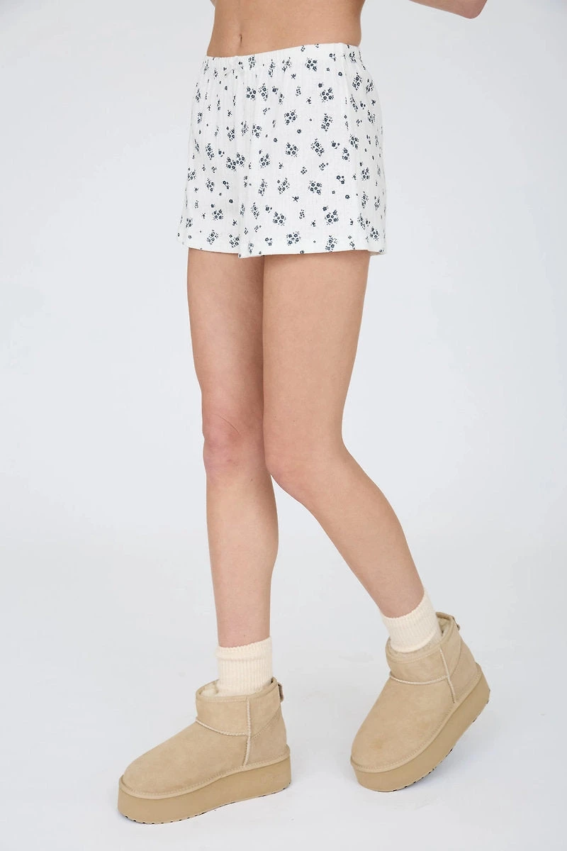 Floral Pointelle Mini Shorts