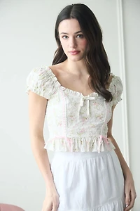 Floral Ribbon Crop Top