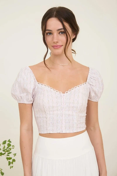 Floral Stripe Corset Crop Top