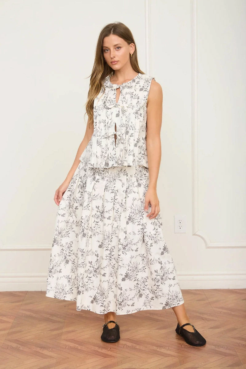 Floral Toile Midi Skirt