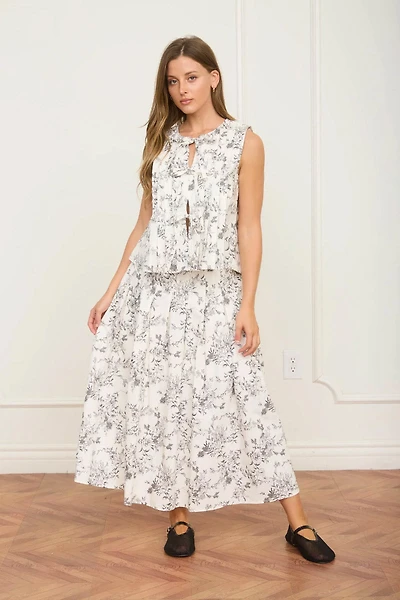 Floral Toile Midi Skirt