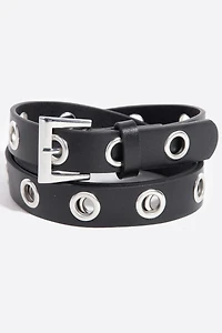 Grommet Faux Leather Belt
