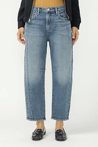High Rise Slim Barrel Leg Jeans