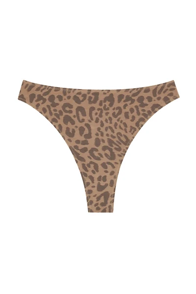 High Rise Thong - Tan Leopard