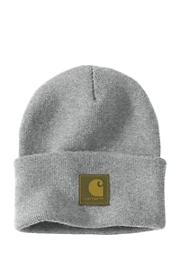 Knit Rubber Patch Beanie - Heather Gray