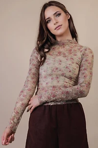 Lace Floral Mesh Top