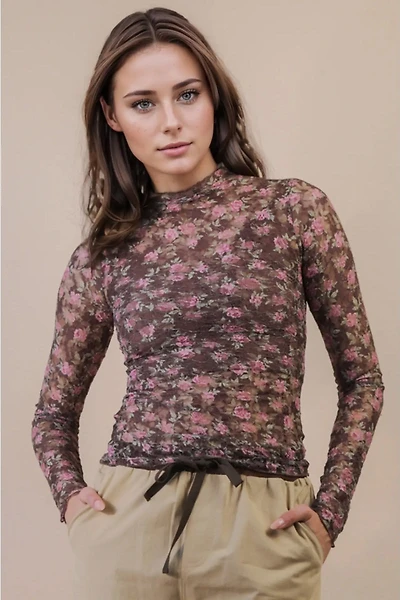 Lace Floral Mesh Top