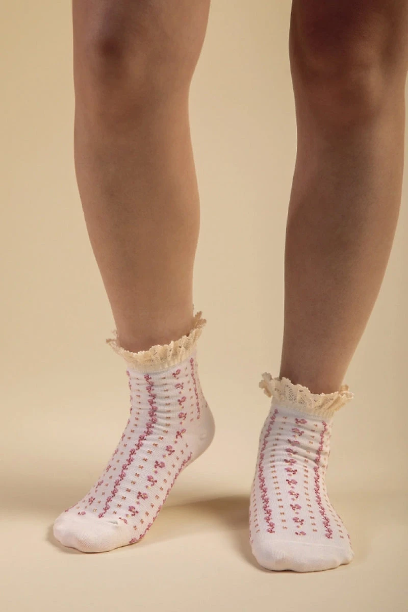 Lace Top Rose Socks