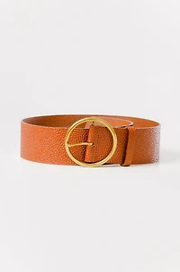 Leather Belt with Brass Buckle