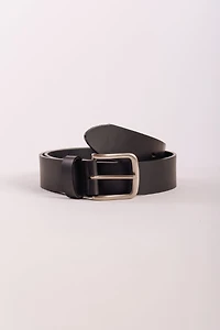 Leather Belt with Nickel Buckle