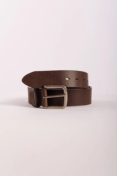 Leather Belt with Nickel Buckle