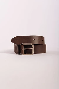 Leather Belt with Nickel Buckle