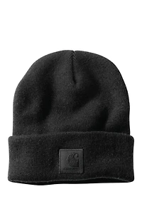 Leatherette Watch Cap Beanie - Black
