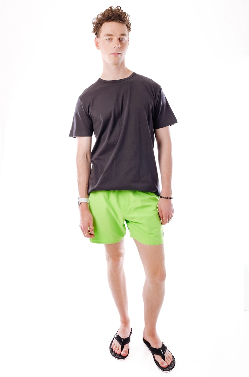 Lido Solid Elastic Waist Trunks