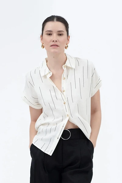 Line Print Short Sleeve Shirt